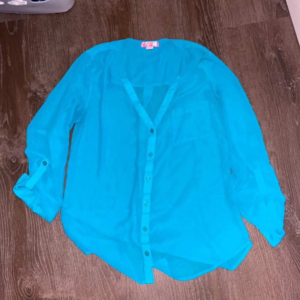 Six Degrees Light blue Blouse Size S